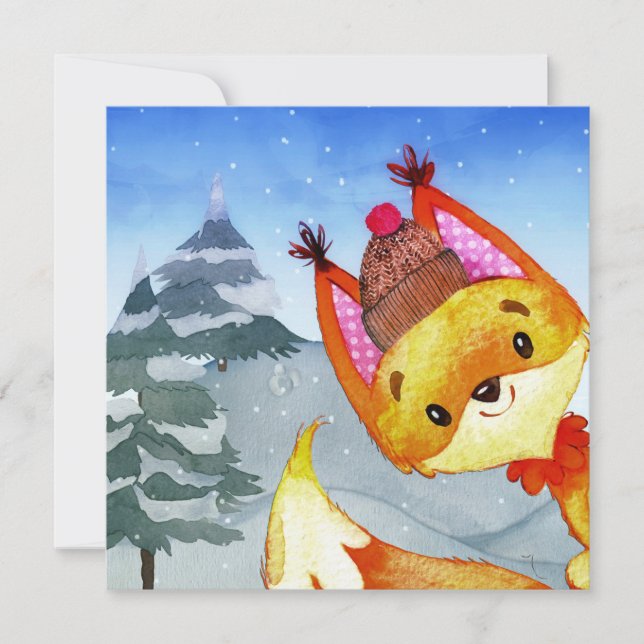 Winter Forest Woodland Friends Fox Illustration (Front)