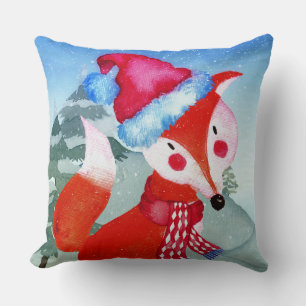Winter Forest Woodland Friends Fox Illustration Cushion