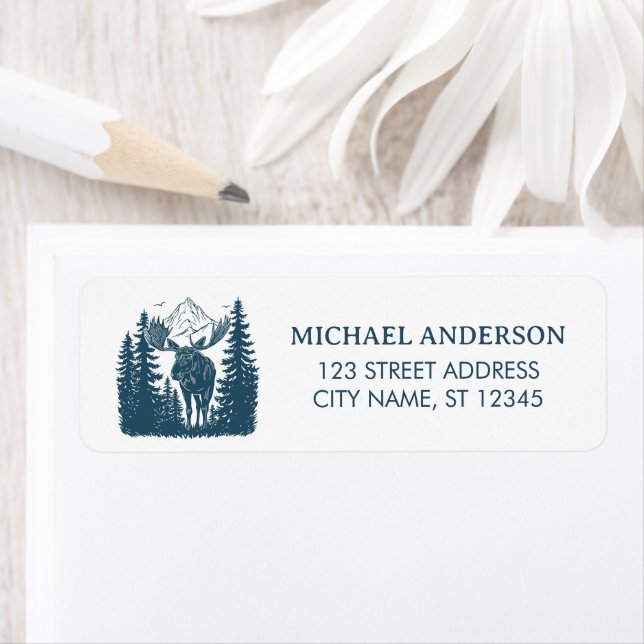 Winter Forest Woodland Moose  Return Address (Insitu)
