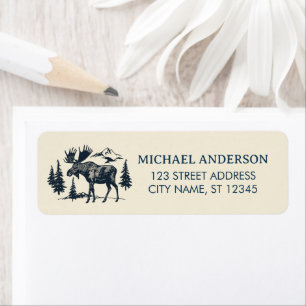 Winter Forest Woodland Moose  Return Address
