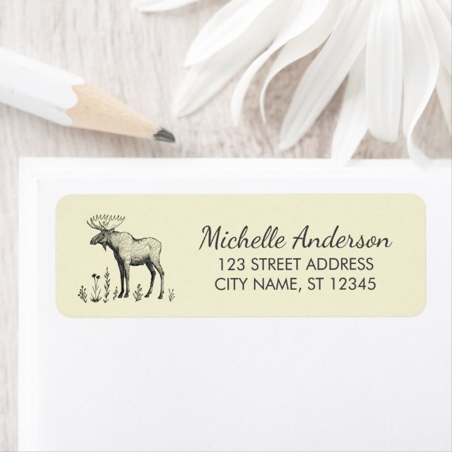 Winter Forest Woodland Moose  Return Address (Insitu)