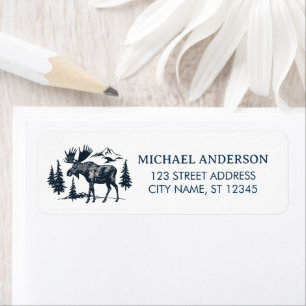 Winter Forest Woodland Moose  Return Address