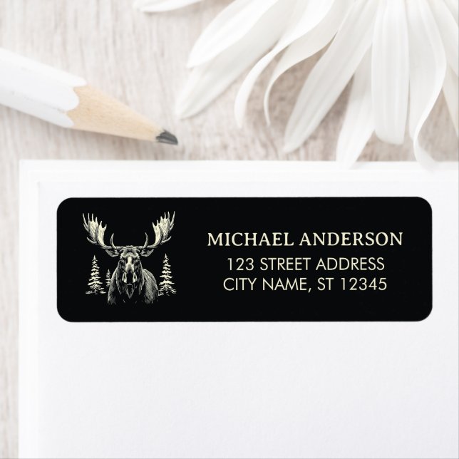 Winter Forest Woodland Moose  Return Address (Insitu)