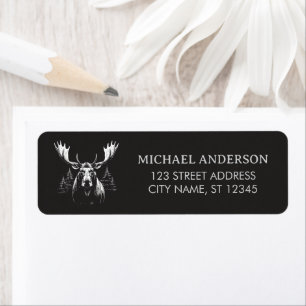 Winter Forest Woodland Moose  Return Address