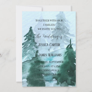 Winter Forest Woodland Pine Trees Wedding Invitation