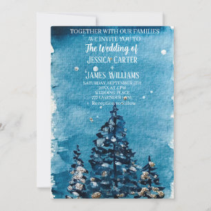 Winter Forest Woodland Pine Trees Wedding Invitation