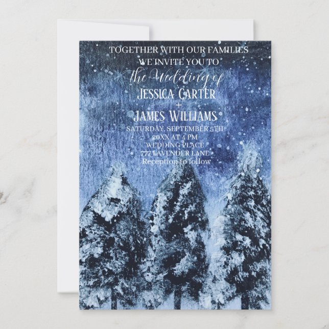Winter Forest Woodland Pine Trees Wedding Invitation (Front)