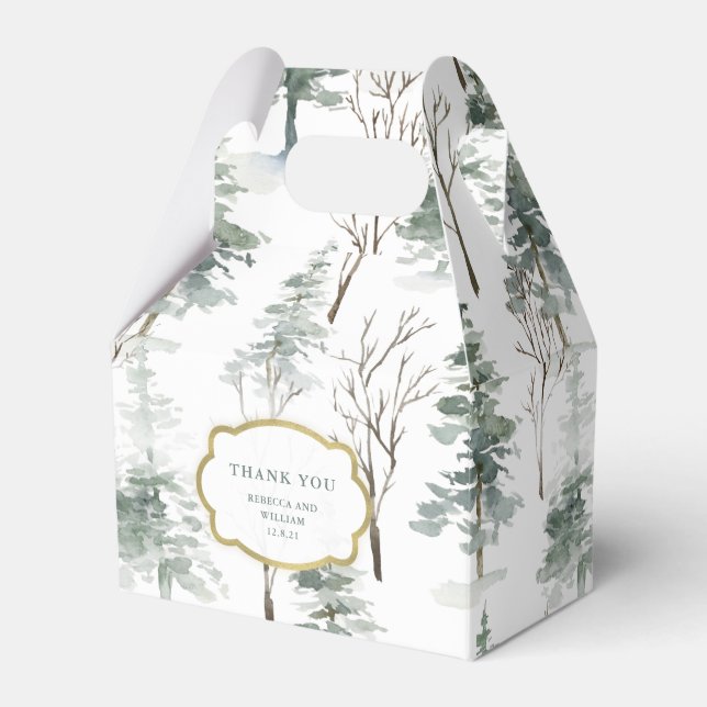 Winter Forest | Woodland Wedding Favour Box (Front Side)