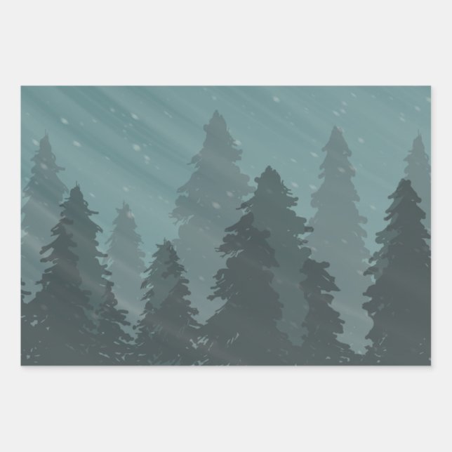 Winter Forest Wrapping Paper Sheets (Front 3)