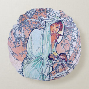 Winter (Four Seasons), Alphonse Mucha Throw Pillow