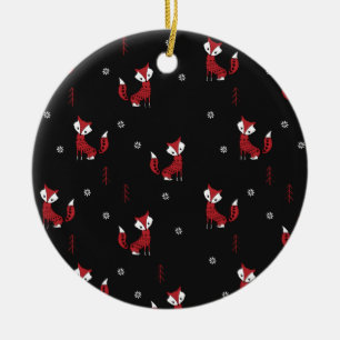 Winter Fox Ceramic Tree Decoration