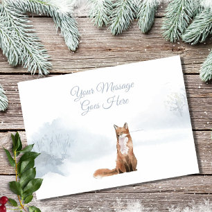 Winter Fox Christmas Holidays Elegant Script Holiday Card