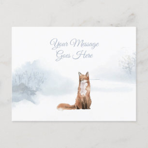 Winter Fox Christmas Holidays Elegant Simple Holiday Postcard
