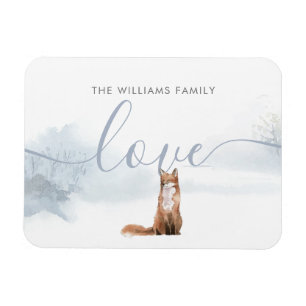Winter Fox Christmas Holidays Family Name Love Magnet