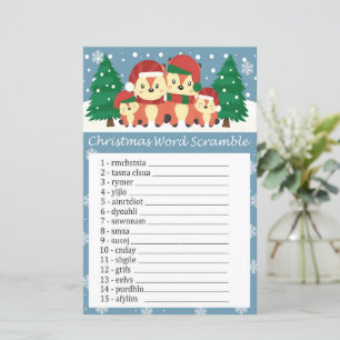 Winter fox christmas word scramble game