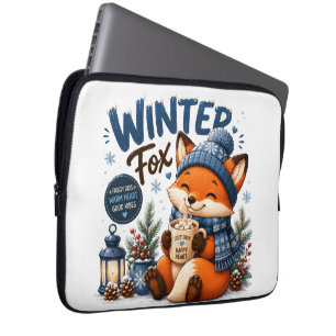 Winter Fox Cute Animal Laptop Sleeve