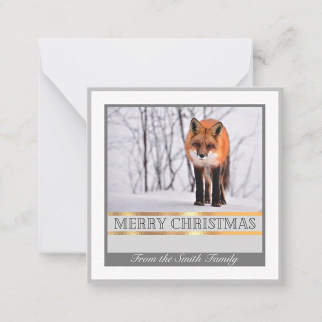 Winter Fox Family Greetings Card (Front)
