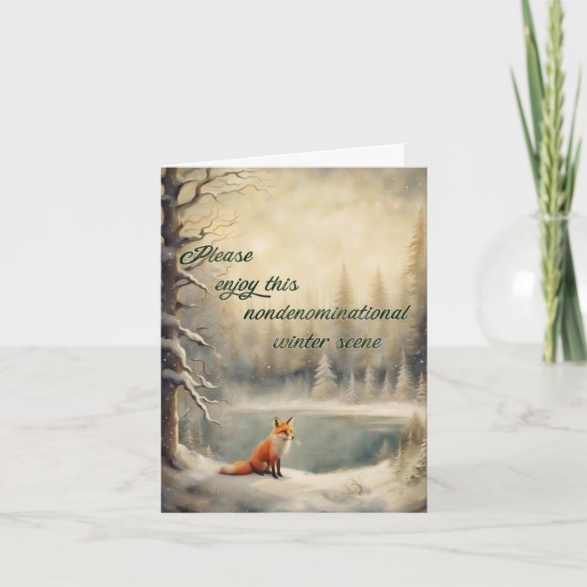 Winter fox Nondenominational Greeting for Heathens Card (Front)