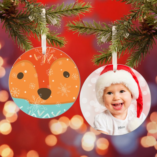 Winter Fox Photo and Year Christmas Ceramic Tree Decoration (Creator Uploaded)