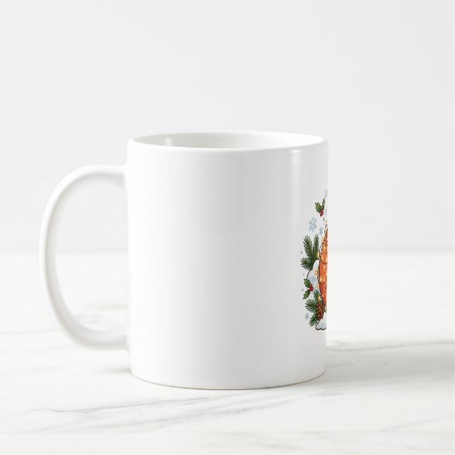 Winter Fox String Lights Christmas Art Coffee Mug (Left)