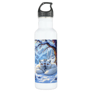 Winter Foxes on a Snowy Winter Day  710 Ml Water Bottle