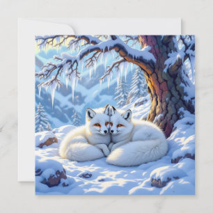 Winter Foxes on a Snowy Winter Day   Happy Holiday