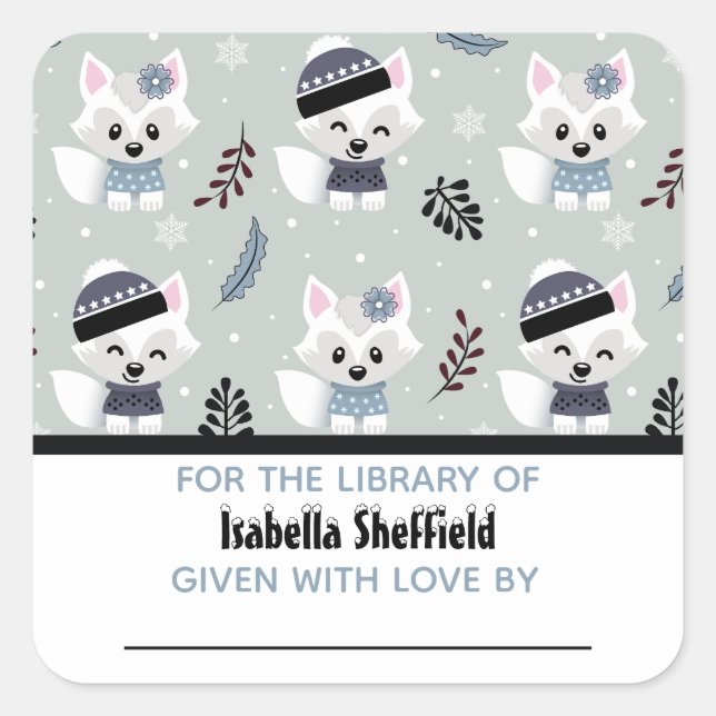 Winter Foxes Square Sticker (Front)