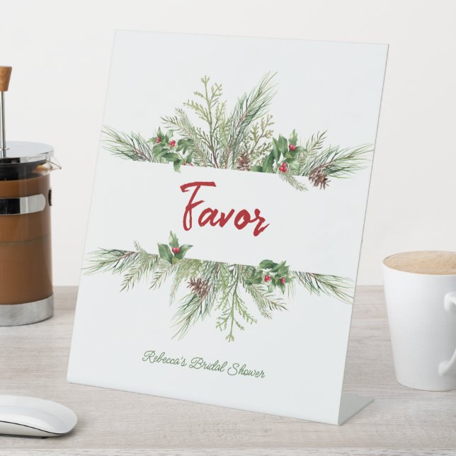 Winter Frame Winter Wreath Bridal Shower Thank you Pedestal Sign (In SItu)