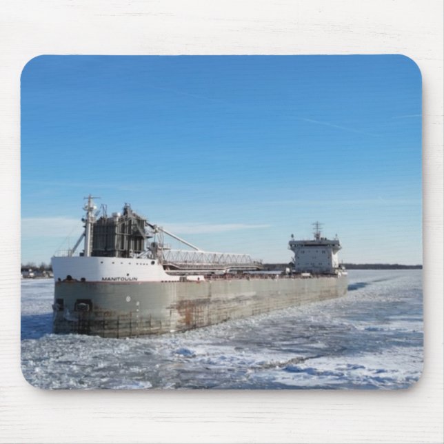 Winter Freighter Manitoulin Great Lakes Ship Mouse Mat (Front)