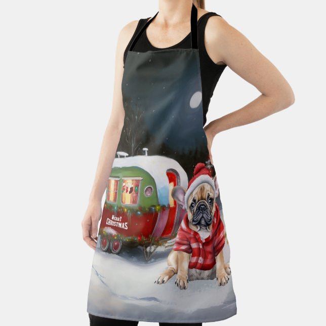 Winter French Bulldog Caravan Christmas Adventure  Apron (Insitu)