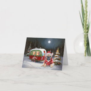 Winter French Bulldog Caravan Christmas Adventure Card