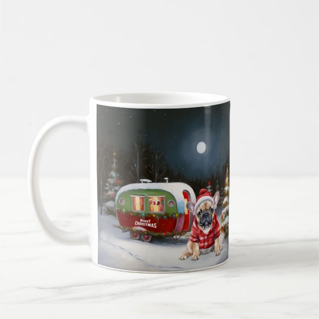 Winter French Bulldog Caravan Christmas Adventure  Coffee Mug (Left)