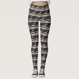 Winter French Bulldog Caravan Christmas Adventure Leggings