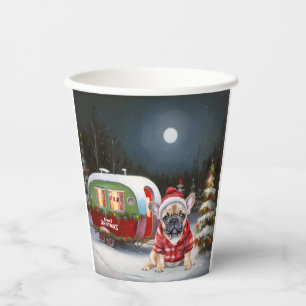 Winter French Bulldog Caravan Christmas Adventure  Paper Cups