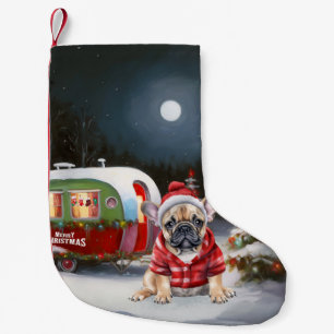 Winter French Bulldog Caravan Christmas Adventure  Small Christmas Stocking