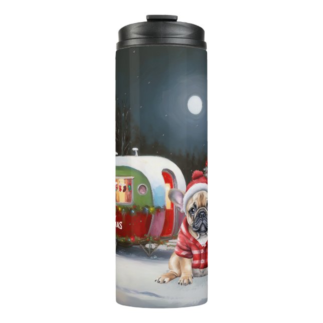 Winter French Bulldog Caravan Christmas Adventure  Thermal Tumbler (Front)