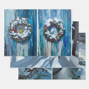 Winter Friends and Snow, Snowy Nature Wrapping Paper Sheet