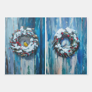 Winter Friends and Snow, Snowy Nature Wrapping Paper Sheet