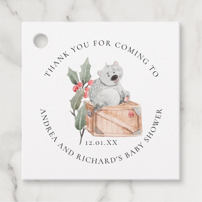 Winter Friends | Baby Shower Favour Tag (Front)
