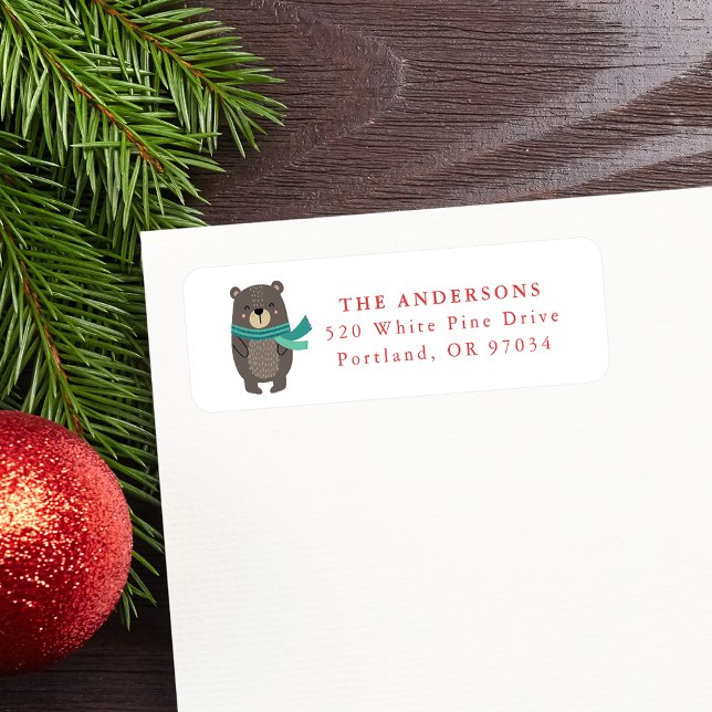 Winter Friends Bear Holiday Return Address (Creator Uploaded)