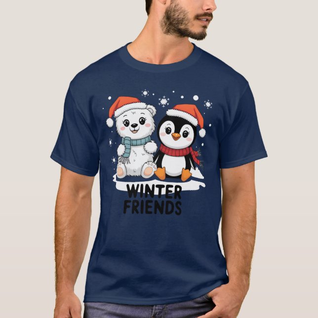 Winter Friends Cosy Christmas with Bears Pinguin r T-Shirt (Front)