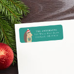 Winter Friends Hedgehog Holiday Return Address<br><div class="desc">Add a festive touch to your holiday envelopes with our Winter Friends holiday return address labels. The holiday address labels feature a cute,  cartoon hedgehog wearing a winter hat and holding a present with a teal green background. Personalise the labels by adding your name and address in white letters.</div>