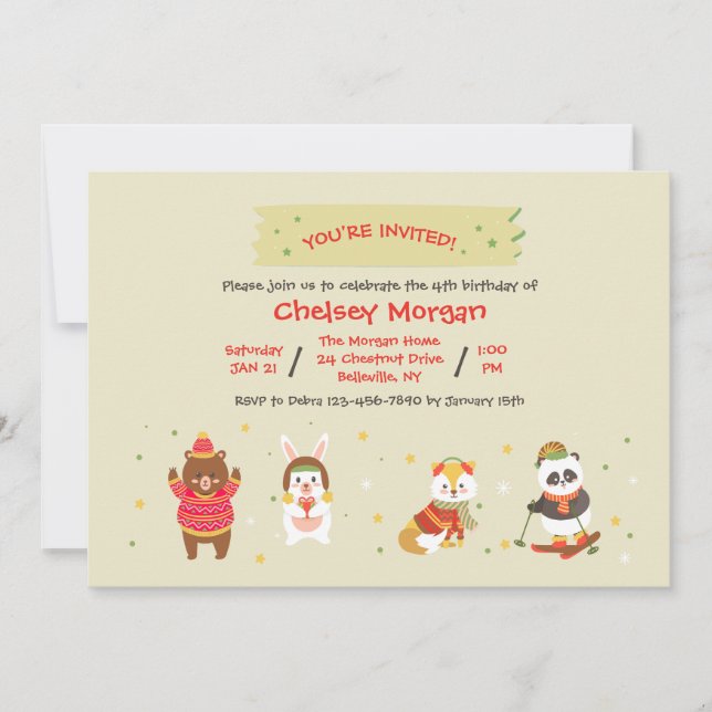Winter Friends Invitations (Front)