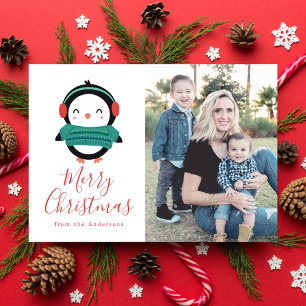 Winter Friends   Penguin Holiday Photo Card