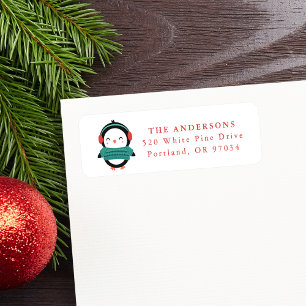 Winter Friends Penguin Holiday Return Address