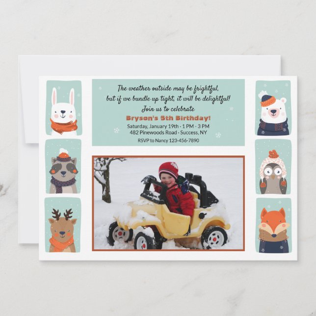 Winter Friends Photo Invitation (Front)
