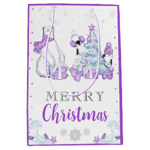 Winter Friends Polar Bear and Penguins Christmas Medium Gift Bag