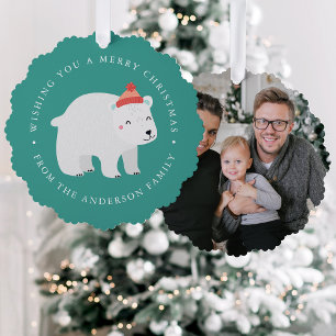 Winter Friends Polar Bear Photo Holiday Tree Decoration Card