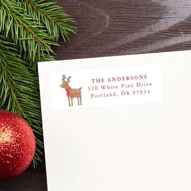 Winter Friends Reindeer Holiday Return Address (Creator Uploaded)
