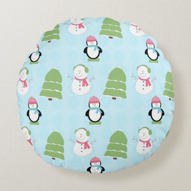 Winter Friends Round Cushion (Front)